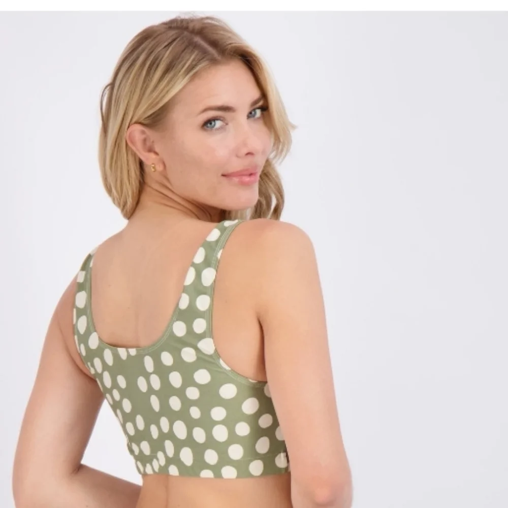 Women's Olive Green & White Tankini - RealEssentials - 3X